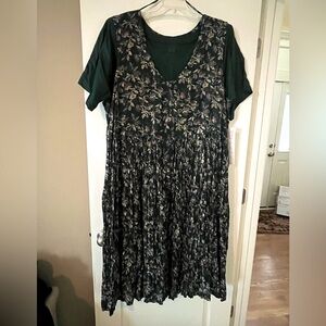 S.Roberts Hunter Green 2 Layer Cotton Short Sleeve Dress Women’s Size 22/24